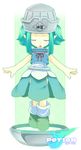  blue_hair copyright_request pointy_ears potion shiratama_dango solo 