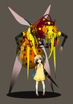  backpack bad_id bad_pixiv_id bag bee bug child dress highres insect monster pixiv_shadow red_eyes short_hair smile solo todoroki_sora white_hair 