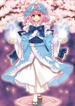  gengorou ghost hat japanese_clothes kimono pink_hair ribbon saigyouji_yuyuko short_hair solo touhou 