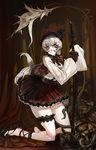  copyright_request dress gloves hat high_heels jeffr long_hair red_eyes shoes skirt solo sword toenail_polish weapon white_hair 