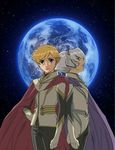  artist_request blonde_hair cape earth gloves headphones jomy_marquis_shin male_focus multiple_boys official_art soldier_blue standing star toward_the_terra white_hair 