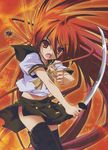  absurdres alastor_(shakugan_no_shana) artist_request highres jewelry pendant red_hair scan school_uniform shakugan_no_shana shana sword thighhighs weapon 
