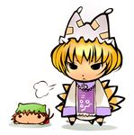  animal_ears black_eyes blonde_hair brown_hair cat_ears cat_tail chen chibi fox_tail hat long_sleeves looking_at_viewer multiple_girls multiple_tails nekomata pillow_hat short_hair simple_background tail takashima touhou two_tails white_background wide_sleeves yakumo_ran 