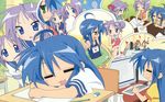  absurdres dreaming highres hiiragi_kagami hiiragi_tsukasa horiguchi_yukiko izumi_konata lucky_star mole mole_under_eye multiple_girls ribbon sleeping takara_miyuki 