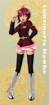  ahoge boots character_name gundam gundam_seed gundam_seed_destiny knee_boots lunamaria_hawke one_eye_closed pink_skirt skirt solo thighhighs v-mag 