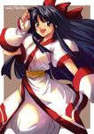  black_eyes black_hair bow gloves long_hair nakoruru otsu_natsu red_bow samurai_spirits smile solo 