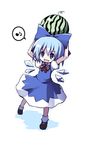  bow cirno dollar food fruit holding holding_food holding_fruit lowres solo touhou watermelon 