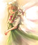  asahina blonde_hair dress flower green_eyes hat lily_(flower) lily_white lowres solo touhou wings 