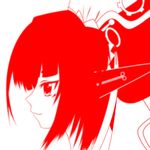  1girl female gen_kurou_yoshitsune hair_ornament kyoukai_senjou_no_horizon kyoukaisenjou_no_horizon lowres monochrome pointy_ears solo 