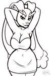  anthro big_breasts breasts cleavage clothed clothing dress female lagomorph looking_at_viewer lopunny mammal monochrome nintendo pok&#233;mon pok&eacute;mon rabbit sheela smile solo video_games 