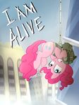  blue_eyes building cutie_mark english_text equine female feral friendship_is_magic hanging hanging_around horse i_am_alive madmax mammal my_little_pony pinkie_pie_(mlp) pony rope solo text 