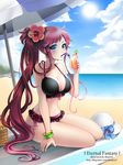  artist_name bad_id bad_pixiv_id bangle bangs basket beach beach_towel bikini black_bikini blue_eyes blue_sky bracelet breasts cleavage cloud cocktail_umbrella crazy_straw cup day drink drinking drinking_straw earrings flower frilled_bikini frills hair_flower hair_ornament hairclip hat hat_removed hat_ribbon headwear_removed hibiscus holding holding_cup hoop_earrings horizon hurricane_glass jewelry large_breasts long_hair looking_at_viewer nail_polish navel ocean on_ground original outdoors pink_nails red_hair ribbon shainea side_ponytail sidelocks sitting sky solo sun sun_hat sunlight swimsuit towel tropical_drink umbrella very_long_hair watermark web_address yokozuwari 