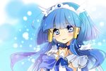  aoki_reika bad_id bad_pixiv_id blue blue_background blue_eyes blue_hair blush choker cure_beauty hair_tubes head_wings long_hair magical_girl precure sidelocks sketch smile smile_precure! solo sunameri_oishii tiara wrist_cuffs 