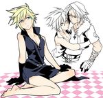  blonde_hair blue_eyes breasts cloud_strife final_fantasy final_fantasy_vii final_fantasy_viii fuhmin genderswap gloves scar short_hair spiked_hair squall_leonhart 