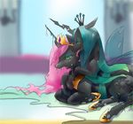  changeling corruption equine female friendship_is_magic horse lesbian licking my_little_pony princess_celestia_(mlp) queen_chrysalis_(mlp) slime tongue 