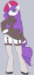  anthro anthrofied blue_eyes breasts clothed clothing cutie_mark equine female fishnet friendship_is_magic hair hat horn horse jackaloat long_hair mammal my_little_pony pony purple_hair rarity_(mlp) smile solo unicorn 