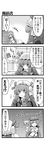  &gt;_&lt; 4koma :&lt; book braid closed_eyes comic contemporary crescent dress_shirt ex-keine greyscale hat hong_meiling horn_ribbon horns kamishirasawa_keine kiku_hitomoji long_hair monochrome multiple_girls necktie patchouli_knowledge pop-up_book ribbon shirt skirt star touhou translated twin_braids 