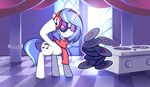  cutie_mark equine eyewear female feral friendship_is_magic fur goggles hair headphones holidays horn horse inside karzahnii levitation magic mammal my_little_pony pony scarf solo two_tone_hair unicorn vinyl vinyl_scratch_(mlp) white_fur xmas 