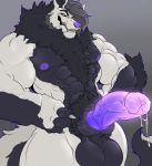  animal_genitalia animal_penis anthro balls big_penis canine canine_penis half-erect hi_res knot male mammal muscular muscular_male nipples nude pecs penis precum smile solo vein veiny_penis weskers wolf 