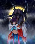  3girls alternate_costume artist_request asphyxiation ass black_hair brown_hair choking demon_girl demon_tail foaming_at_the_mouth glowing glowing_eyes gradient_hair highres horns japanese_clothes long_hair moon multicolored_hair multiple_girls muscle_buster purple_hair red_eyes ryona saliva silver_hair strangling strangulation suzume_no_kimochi suzumiya_haruhi suzumiya_haruhi_no_yuuutsu tail tattoo tongue tongue_out wink 