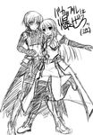  1girl bad_id bad_pixiv_id elbow_gloves gloves greyscale lily_strosek long_hair lyrical_nanoha mahou_senki_lyrical_nanoha_force midriff monochrome open_mouth puffy_sleeves sakazaki_akira short_hair single_thighhigh sketch skirt thighhighs thoma_avenir translated white_background 