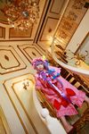  1girl asian cosplay crescent dress female hat highres long_hair patchouli_knowledge photo purple_hair solo stairs tenshi_myu touhou 