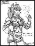  fanart female greyscale jecbrush mammal monochrome nintendo nora_vulpes_leslie oc_character original_character outfit plain_background star_fox video_games white_background 