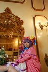  1girl asian cosplay crescent dress female flower hat highres long_hair mirror patchouli_knowledge photo purple_hair solo tenshi_myu touhou 