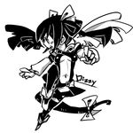  bad_id bad_pixiv_id bow character_name dizzy greyscale guilty_gear hair_bow hounori long_sleeves monochrome navel simple_background solo tail tail_bow white_background wings 