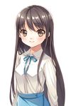  black_hair blush brown_eyes looking_at_viewer original simple_background smile solo upper_body white_background xiangtu 