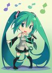  aqua_eyes aqua_hair chibi hatsune_miku long_hair looking_at_viewer microphone music musical_note open_mouth singing skirt smile solo twintails uhyoko very_long_hair vocaloid 