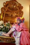  1girl asian cosplay crescent dress female flower hat highres long_hair mirror patchouli_knowledge photo purple_hair solo tenshi_myu touhou 