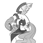  batman_(series) clothing crossover equine female feral friendship_is_magic greyscale hair horn horse kevinsano male mammal monochrome my_little_pony plain_background pony princess_celestia_(mlp) tiara white_background winged_unicorn wings 