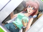  blush breast_grab grabbing red_hair sagara_family sagara_sanae train zyx 