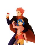  1girl age_difference bad_id bad_pixiv_id bike_shorts black_eyes blue_eyes blue_hair cape child couple crystal_(pokemon) hat height_difference hetero holding holding_poke_ball mmm73 poke_ball pokemon pokemon_(game) pokemon_gsc red_hair smile twintails wataru_(pokemon) 