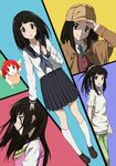  black_hair casual chitanda_eru detective highres hyouka iyakun kimi_ni_matsuwaru_mystery long_hair multiple_persona purple_eyes school_uniform serafuku shoulder_angel 