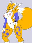  breasts canine chest_tuft dark-moltres digimon elbow_gloves female fox fur gloves mammal nipples pussy renamon solo tuft wide_hips 