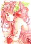  cherry food fruit hatsune_miku kawana_(spicaboy) long_hair necktie pink_eyes pink_hair sakura_miku smile solo vocaloid 