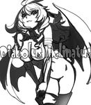  bare_shoulders bat_wings bent_over breasts cleavage copyright_request demon_girl greyscale groin hirose_soushi horns large_breasts looking_at_viewer monochrome nipples nude succubus tail thighhighs wings 