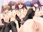  6+girls 6girls anus ass bent_over blue_hair blush breasts brown_hair censored collar cunnilingus elbow_gloves erect_nipples femdom fingerless_gloves foot_on_head game_cg gitei_no_haitoku_shineitai_~onna-tachi_no_kyouen~ gloves green_eyes hand_on_another's_head hand_on_head harem large_breasts long_hair multiple_girls nipples nude open_mouth oral pantyhose ponytail purple_eyes purple_hair pussy rape shiki_naotaka sitting smile source_request sweat topless twintails yellow_eyes yuri 