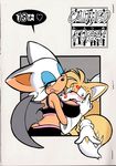  anthro bat big_breasts blue_eyes breasts canine comic cover english_text female fox hair kiss_mark male mammal michiyoshi miles_prower orange_hair rouge_the_bat sega smile sonic_(series) text white_hair wings 