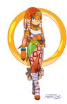  2012 bandeau bare_shoulders blue_eyes bracelet dated furry jewelry looking_at_viewer midriff mole necklace orange_hair parody rat_rage ring robert_porter signature solo sonic_the_hedgehog standing style_parody tikal_the_echidna 