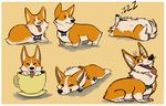  ambiguous_gender canine collar corgi cute dog feral fur lying mammal on_back on_front orange_fur silverdeni sleeping teacup tongue tongue_out 
