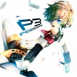  aegis_(persona) android armband bad_id bad_pixiv_id blonde_hair blue_eyes bow eri127 hair_over_one_eye persona persona_3 ribbon robot_joints short_hair simple_background solo 