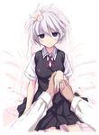  bad_id bad_pixiv_id blue_eyes blush bridal_veil flower jewelry kosegawa_shiromi miyamori_school_uniform odawara_hakone ring saki short_hair uniform_vest veil wedding_ring white_hair 