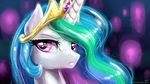  equine female feral friendship_is_magic gold hair horn horse karol_pawlinski kp-shadowsquirrel looking_at_viewer mammal multi-colored_hair my_little_pony pony portrait princess princess_celestia_(mlp) purple_eyes royalty solo unimpressed winged_unicorn wings 