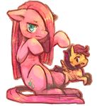  cub cutie_mark duo equine female feral friendship_is_magic hair_over_eye horse looking_at_viewer mammal my_little_pony pegasus pinkamena_(mlp) pinkie_pie_(mlp) plain_background pony purple_eyes scootaloo_(mlp) transparent_background wings xxmioxx young 