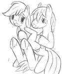  applejack_(mlp) big_macintosh_(mlp) black_and_white cutie_mark duo equine female feral freckles friendship_is_magic horse incest looking_back mammal monochrome my_little_pony open_mouth plain_background pony sitting sketch tg-0 white_background 