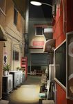  alley bad_id bad_pixiv_id beer_crate building chair crate highres night no_humans original plant potted_plant real_world_location scenery tokyo_(city) 
