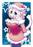  blue_eyes cat christmas_clothes christmas_hat fullmoon_gtrn furry pink_hair short_hair 